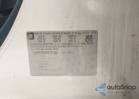 2015 Chevrolet Silverado 1500 High Country из США, поврежденный, VIN 3GCPCTECXFG161504